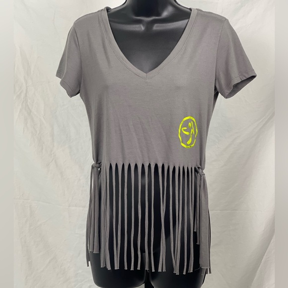 Womens Zumba Fringe Crop Top Shirt Size Medium - Picture 2 of 5